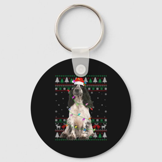 Porte-clés English Springer Spaniel Dog Christmas Ugly Sweate (Recto)