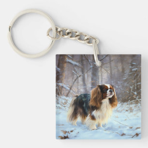 Porte-clés English Toy Spaniel Qu'il neige Noël 