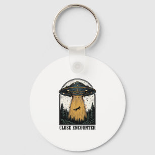 Porte-clés Enlèvement de forêt extraterrestre Gravure vintage