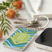 Porte-clés Énorme Motif Chevron brillant avec Monogramme pers (Devant droit)