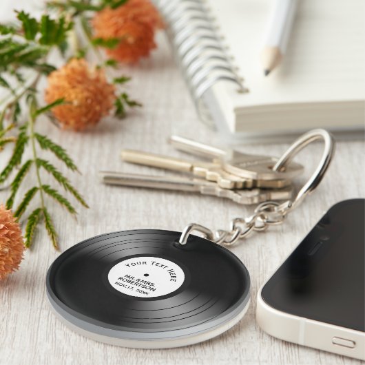 Porte-clés Enregistrement Album Chanson Nom Date Mariage / An (Devant droit)