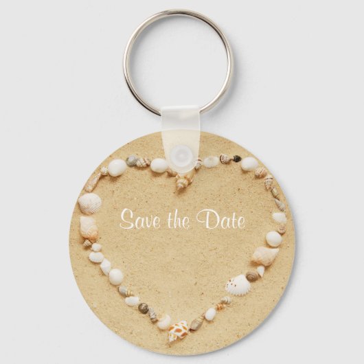 Porte-clés Enregistrer la date Seashell Heart Keychain (Recto)