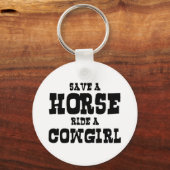 PORTE-CLÉS ENREGISTRER UN CHEVAL UNE COWGIRL (Recto)