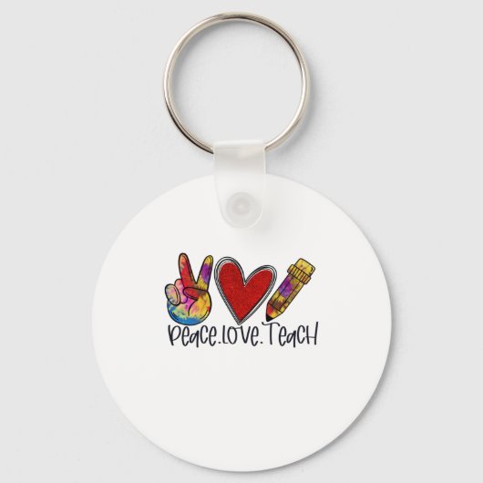 Porte-clés Enseignant Art Paix Amour Enseigner (Recto)