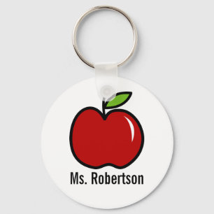 Porte-clés enseignant avec design de pomme rouge