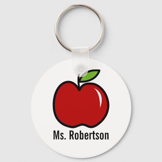 Porte-clés enseignant avec design de pomme rouge (Recto)