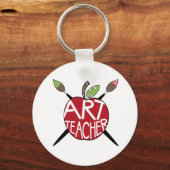 Porte-clés Enseignant d'art Pomme peinte et pinceaux (Recto)