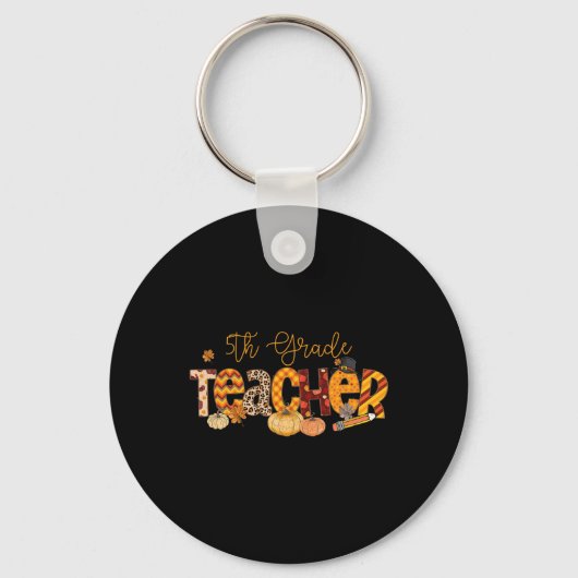 Porte-clés Enseignant de 5e année automne Thanksgiving Hallow (Recto)