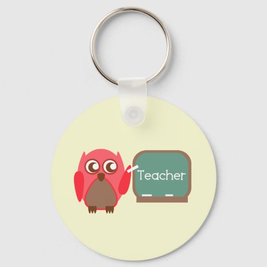 Porte-clés Enseignant De Chouette Rouge À Chalkboard (Recto)