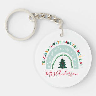 Porte-clés Enseignant de Noël rainbow belle liste