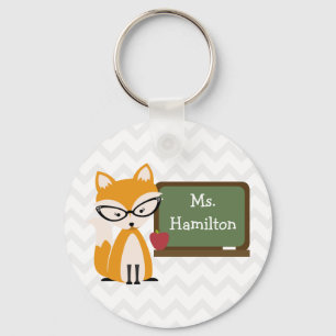 Porte-clés Enseignant Fox À Chalkboard