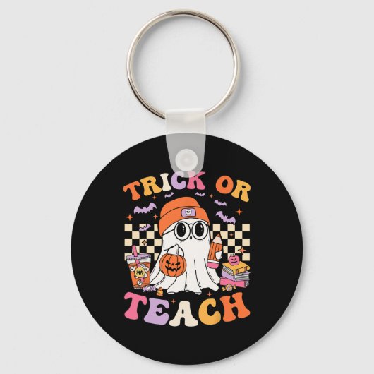 Porte-clés Enseignant Halloween Trick Ou Enseigner Cute Ghost (Recto)