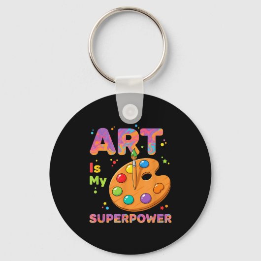 Porte-clés Enseignant - L'art est mon superwer professeur d'a (Recto)