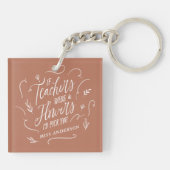 Porte-clés Enseignant moderne élégant script cadeau en terre  (Dos)