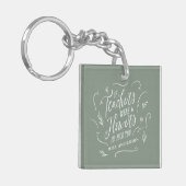 Porte-clés Enseignant moderne élégant script sage vert (Devant gauche)