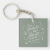 Porte-clés Enseignant moderne élégant script sage vert (Devant)