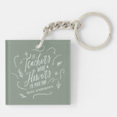Porte-clés Enseignant moderne élégant script sage vert (Dos)