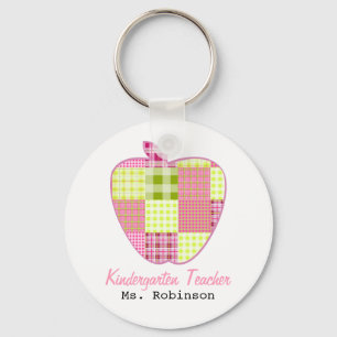 Porte-clés Enseignant Plaid Apple Kindergarten