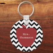 Porte-clés Enseignant Red Apple Black & White Chevron (Recto)