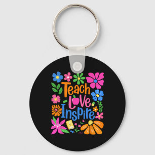 Porte-clés Enseigner Amour Inspirer Boho Floral Rétro Retour