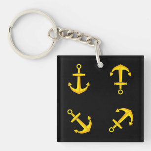 Porte-clés Ensemble d'Ancres en bateau doré