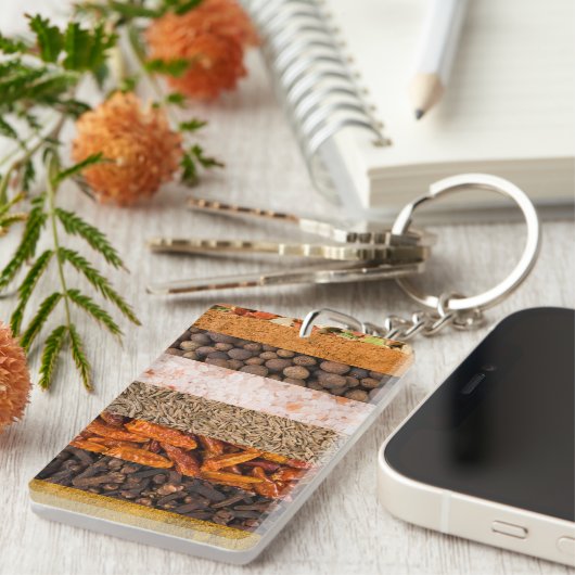 Porte-clés Ensemble de collages d'épices et d'ingrédients ali (Devant droit)