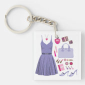 Porte-clés Ensemble de mode Violet Lavande Féminin (Devant)
