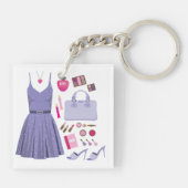 Porte-clés Ensemble de mode Violet Lavande Féminin (Dos)