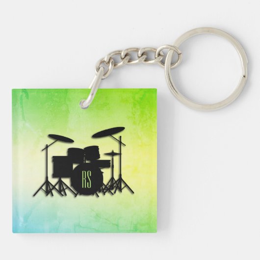 Porte-clés Ensemble de tambour monogramme vert (Dos)