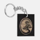 Porte-clés Enso Zen Circle et Bonsai Tree Gold (Devant gauche)