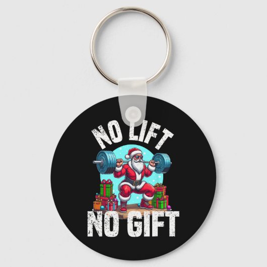 Porte-clés Entraînement amusant Lifting Noël Père Noël Squat  (Recto)
