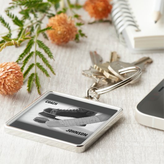 Porte-clés Entraîneur de hockey sur glace Merci (Côté)