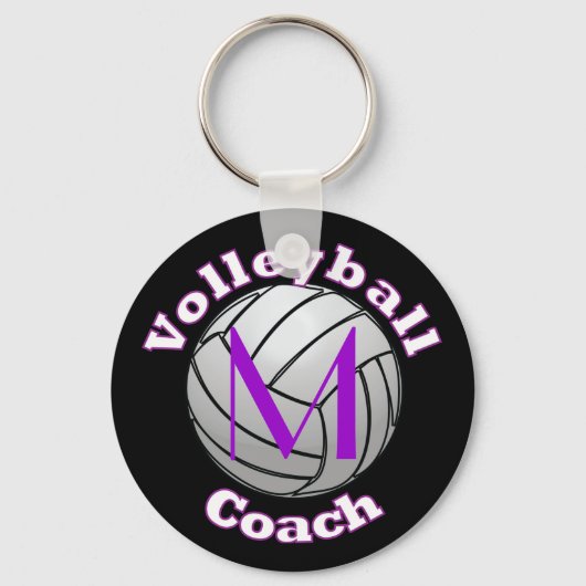 Porte-clés Entraîneur de volley-ball avec violet initial (Recto)