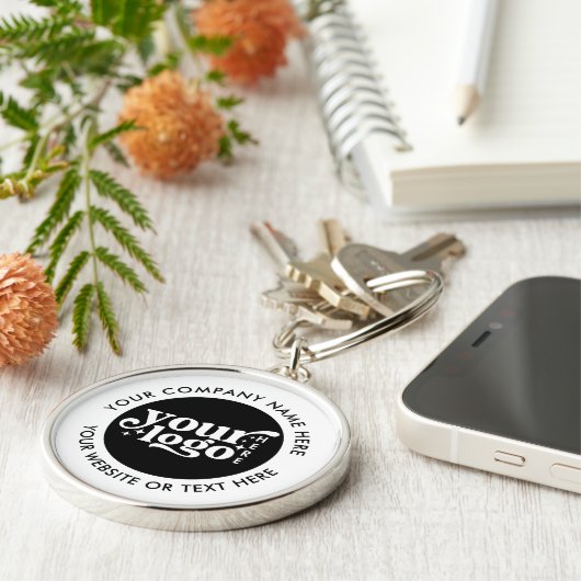 Porte-clés Entreprise Personnalisée Logo Texte Moderne (Côté)