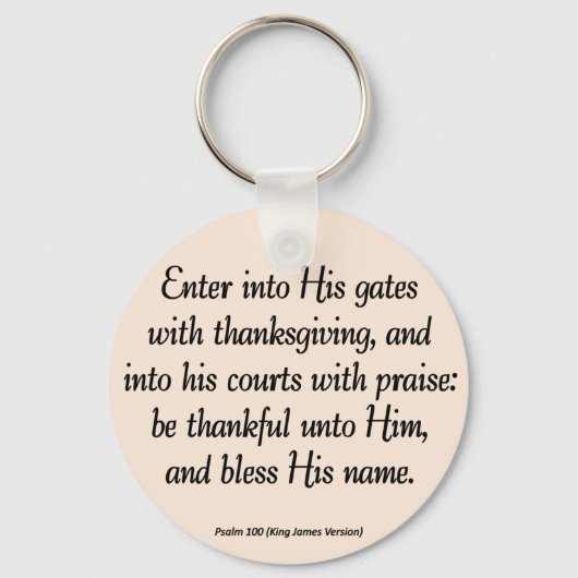 Porte-clés Entrez Avec Thanksgiving & Blessing Psaum 100 (Recto)
