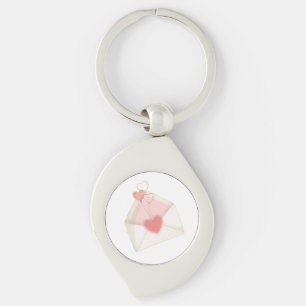 Porte-clés Enveloppe de lettre d'amour à l'aquarelle pour la