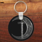 Porte-clés Épée celtique grise et lune (Recto)