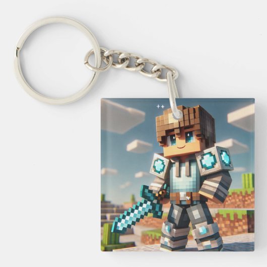 Porte-clés Épée diamantée de Dragon foncé de style Blocs (Devant)