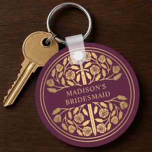 Porte-clés Épée Mauve Dorée Demoiselle d'Honneur Cadeau de Ma