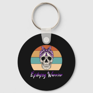 Porte-clés Epilepsie Guerrier Vintage crâne pourpre Ribbon Ep