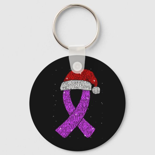 Porte-clés Epilepsy Christmas Hat Purple Awareness Ribbon Sei (Recto)
