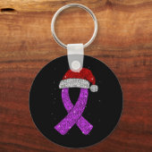 Porte-clés Epilepsy Christmas Hat Purple Awareness Ribbon Sei (Recto)