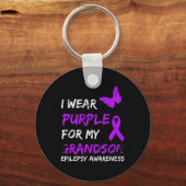 Porte-clés Epilepsy I Wear Purple For My Grandson Ribbon (Recto)