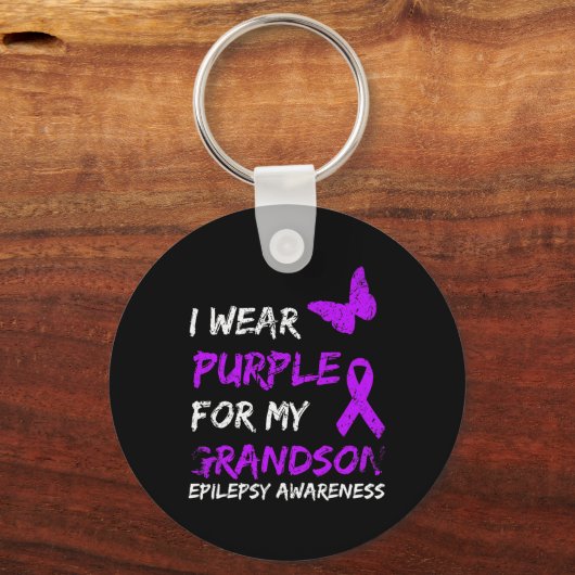 Porte-clés Epilepsy I Wear Purple For My Grandson Ribbon (Recto)
