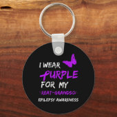 Porte-clés Epilepsy I Wear Purple For My Great-grandson Ribbo (Recto)