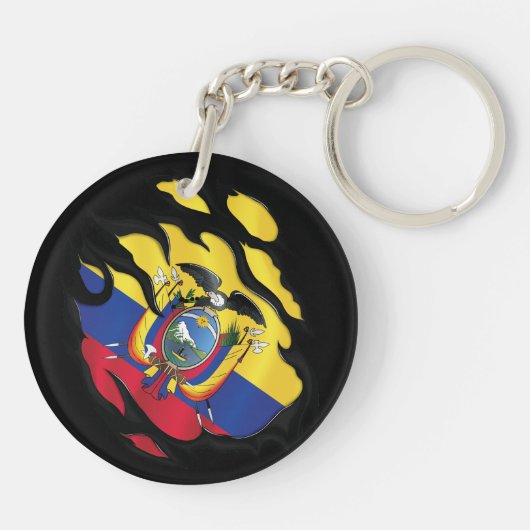 Porte-clés Equateur Drapeau déchiré (Dos)