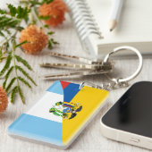 Porte-clés Equateur Guatemala - symbole du pays à demi drapea (Devant droit)