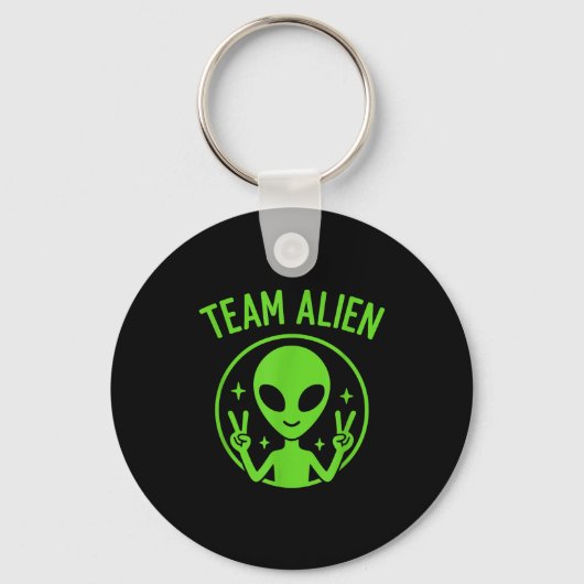 Porte-clés Équipe Alien - Signe de Paix Extraterrestre Vert D (Recto)