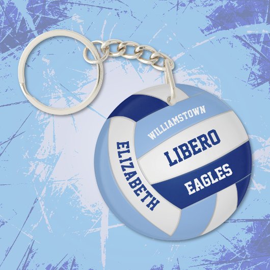 Porte-clés Équipe bleu foncé clair couleurs volleball cadeaux