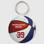 Porte-clés équipe bleu rouge couleurs basket-ball cadeaux spo (Recto)
